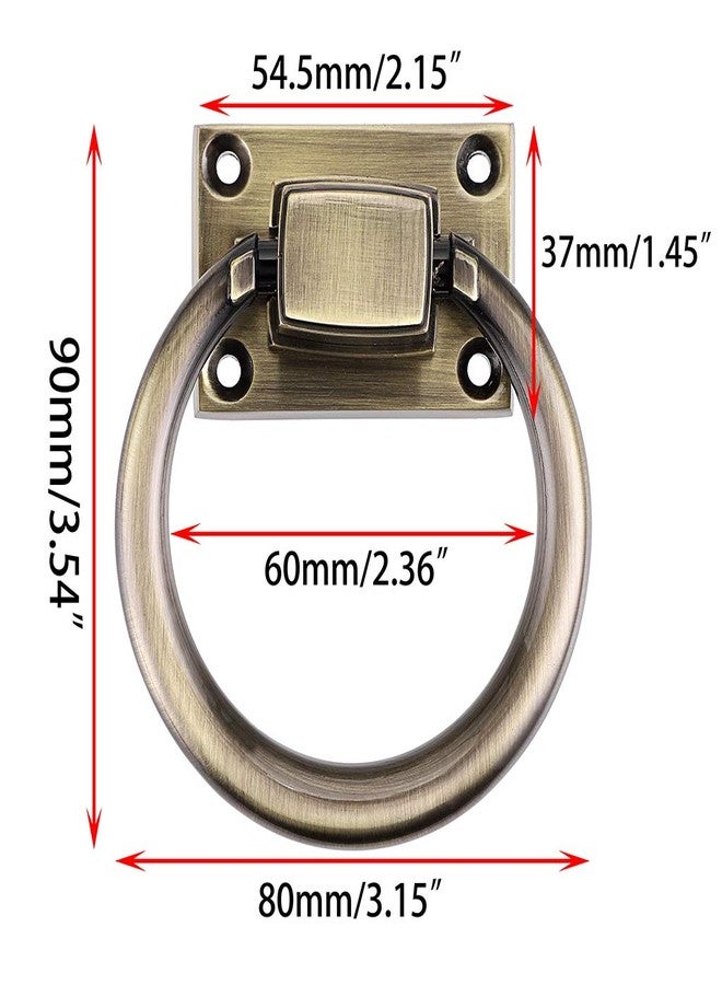 چوكسيس 4 قطع من مقابض السحب الحلقية مقاس 80 مم للكراسي، العثمانية، أبواب الخزائن، الأدراج، لون برونزي أخضر - Image 2